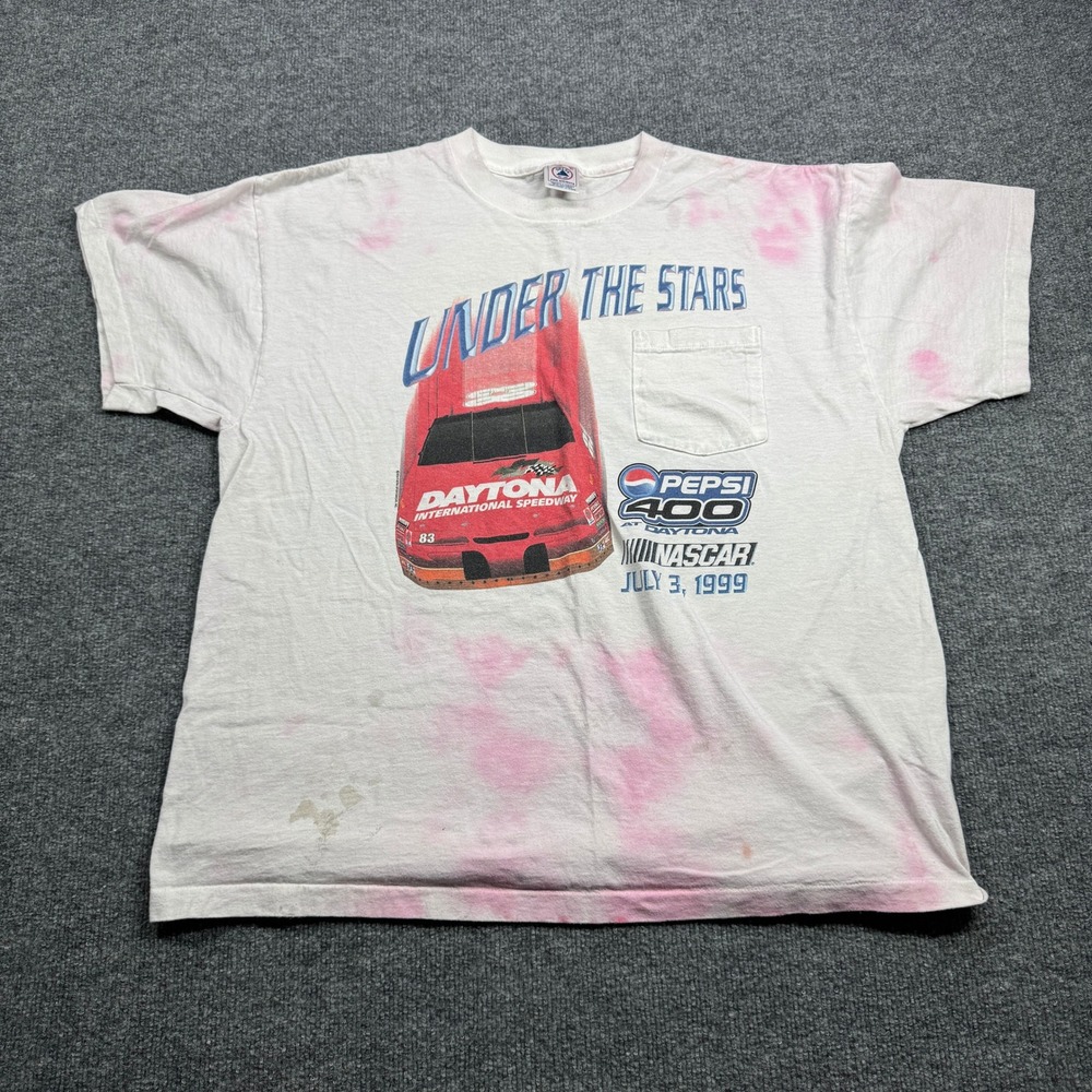 Delta NASCAR Pepsi 400 Daytona Mens XL White‎ Racing T Shirt 1999 Vintage